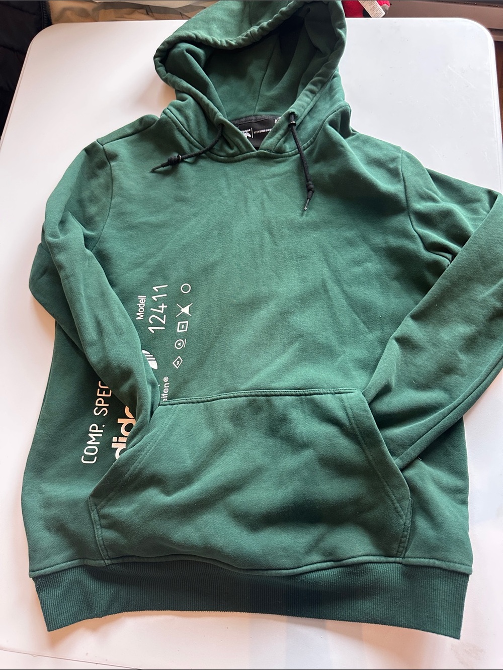 adidas/Alexander Wang Forest Green Pullover Hoodie with White Logo